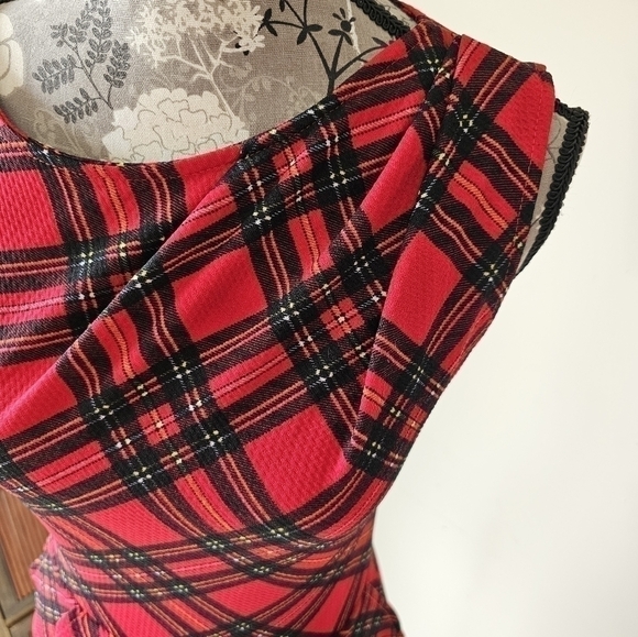 NWT Liva Girl red plaid peplum dress Sz. S - Picture 2 of 8